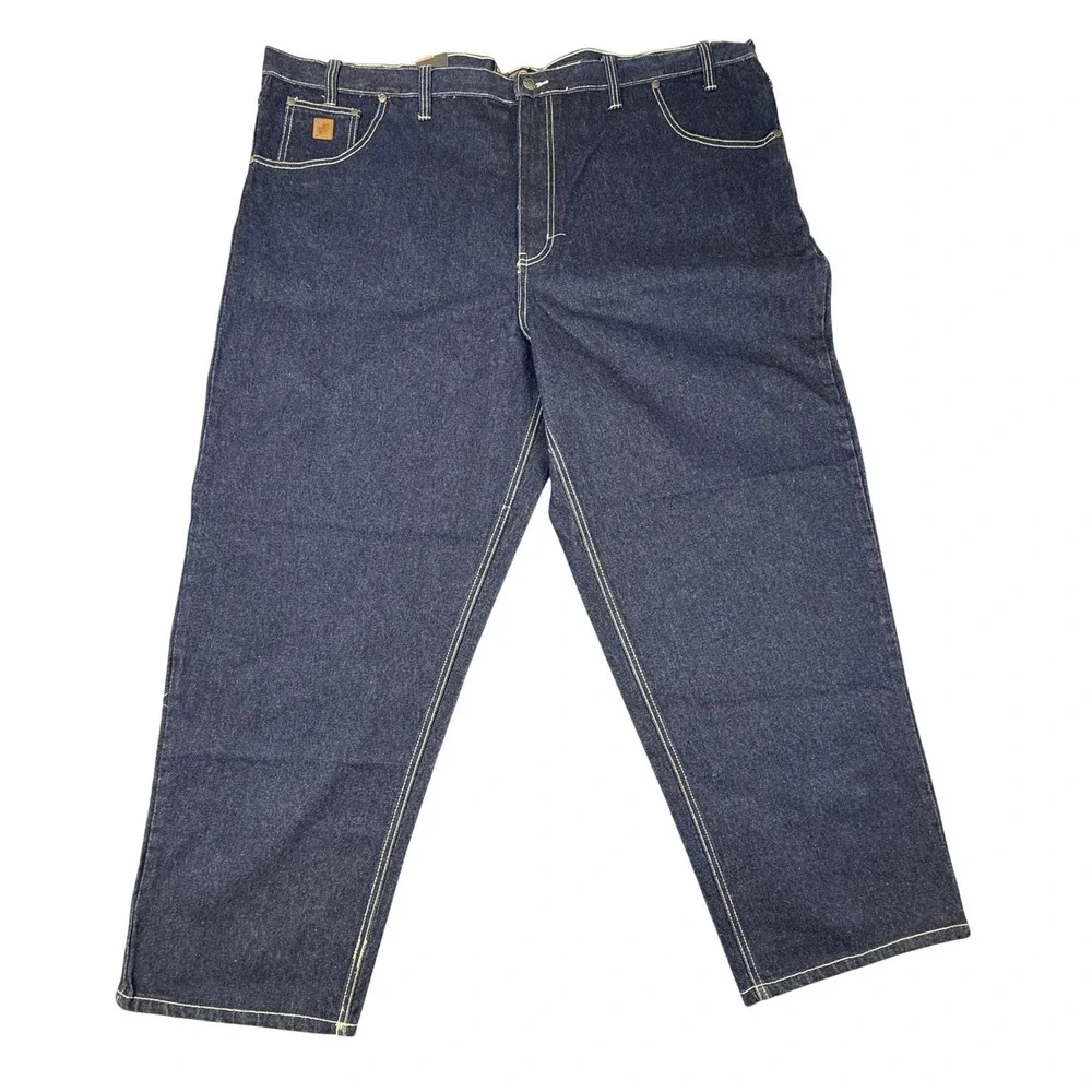 VTG Tuff Mens Workwear Denim Jeans Dark Wash Contrast Stitch 52M NWT